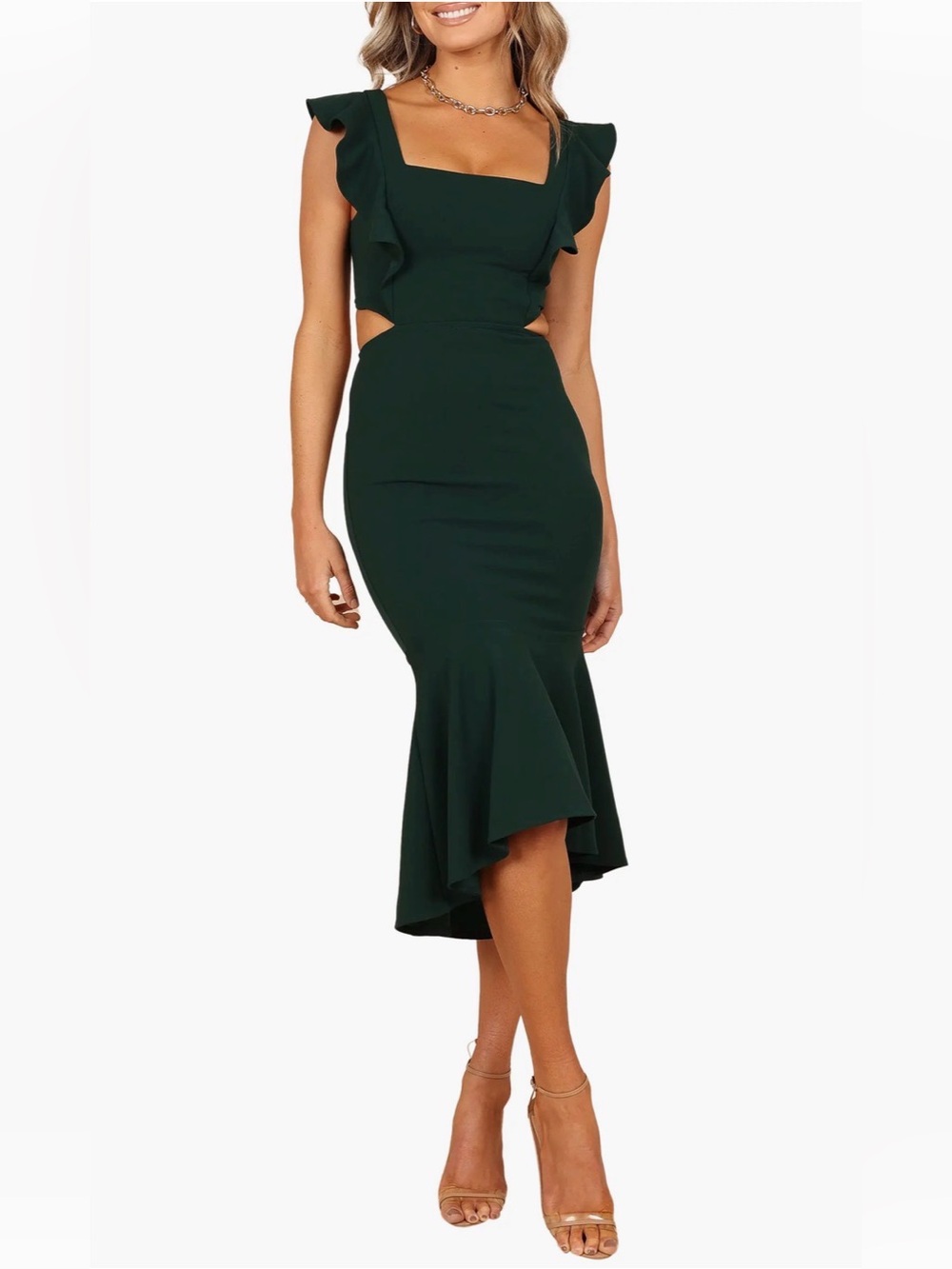 NEW Petal & Pup Yvonne Ruffle Trim Cutout High-Low Dress